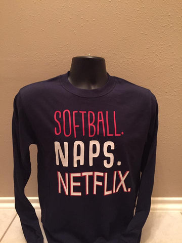 SOFTBALL NAPS NETFLIX SHORT SLEEVE T-SHIRT - Adult and Youth