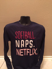 SOFTBALL NAPS NETFLIX SHORT SLEEVE T-SHIRT - Adult and Youth