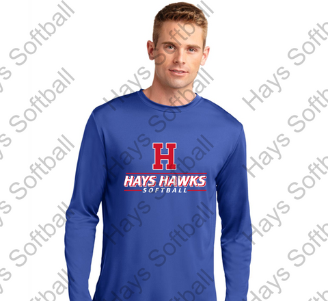 Hays Hawks School Softball Drifit Long Sleeve-  Sport-Tek® Mens PosiCharge® Competitor™ Tee. ST350